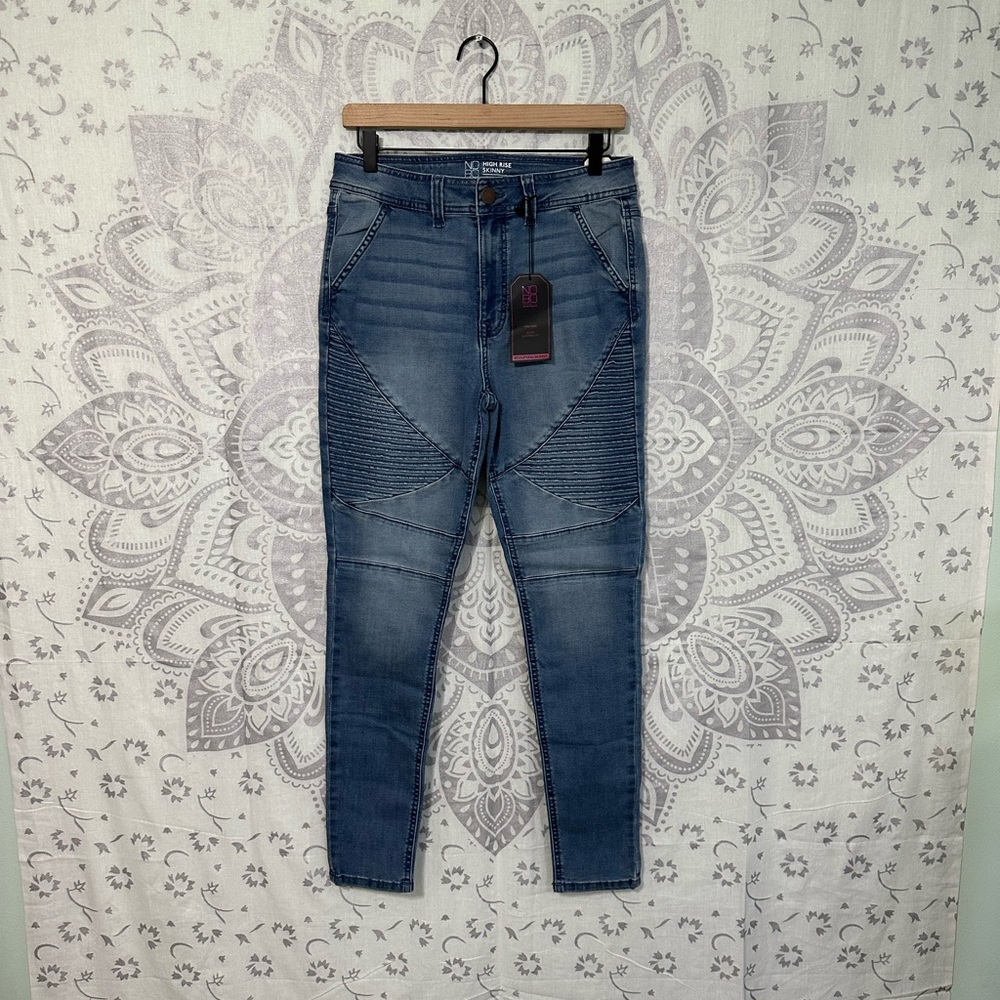 Nwt $18 No Boundaries Walmart Skinny High Rise Jeans Pants Moto Blue Stretch 13